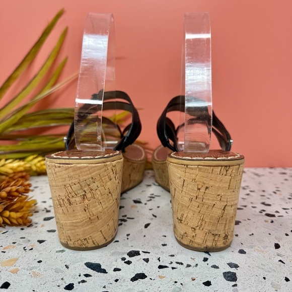 Sam Edelman Rasha Black Strappy Women’s Wedge Cork Women’s Sandals Sz 8 - Picture 7 of 10